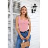 imageVICHYIE Summer Womens Sleeveless Tank Tops Cami Top Shirt Ribbed Classic Button Racerback BlouseB Pink