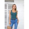 imageVICHYIE Summer Womens Sleeveless Tank Tops Cami Top Shirt Ribbed Classic Button Racerback BlouseB Teal