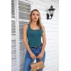 imageVICHYIE Summer Womens Sleeveless Tank Tops Cami Top Shirt Ribbed Classic Button Racerback BlouseB Teal