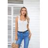 imageVICHYIE Summer Womens Sleeveless Tank Tops Cami Top Shirt Ribbed Classic Button Racerback BlouseB White