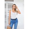 imageVICHYIE Summer Womens Sleeveless Tank Tops Cami Top Shirt Ribbed Classic Button Racerback BlouseB White