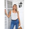 imageVICHYIE Summer Womens Sleeveless Tank Tops Cami Top Shirt Ribbed Classic Button Racerback BlouseB White