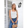 imageVICHYIE Summer Womens Sleeveless Tank Tops Cami Top Shirt Ribbed Classic Button Racerback BlouseB White