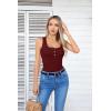 imageVICHYIE Summer Womens Sleeveless Tank Tops Cami Top Shirt Ribbed Classic Button Racerback BlouseB Wine Red