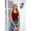 imageVICHYIE Summer Womens Sleeveless Tank Tops Cami Top Shirt Ribbed Classic Button Racerback BlouseB Wine Red