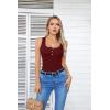 imageVICHYIE Summer Womens Sleeveless Tank Tops Cami Top Shirt Ribbed Classic Button Racerback BlouseB Wine Red