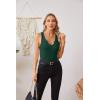 imageVICHYIE Tank Tops for Women Summer Sleeveless Shirts V Neck Ribbed Slim Fitted Tops Cami BlousesA Dark Green