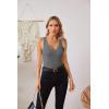 imageVICHYIE Tank Tops for Women Summer Sleeveless Shirts V Neck Ribbed Slim Fitted Tops Cami BlousesA Dark Grey