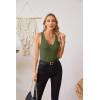 imageVICHYIE Tank Tops for Women Summer Sleeveless Shirts V Neck Ribbed Slim Fitted Tops Cami BlousesA Green