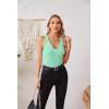imageVICHYIE Tank Tops for Women Summer Sleeveless Shirts V Neck Ribbed Slim Fitted Tops Cami BlousesA Mint Green