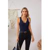 imageVICHYIE Tank Tops for Women Summer Sleeveless Shirts V Neck Ribbed Slim Fitted Tops Cami BlousesA Navy