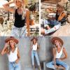 imageVICHYIE Tank Tops for Women Summer Sleeveless Shirts V Neck Ribbed Slim Fitted Tops Cami BlousesA Navy