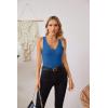 imageVICHYIE Tank Tops for Women Summer Sleeveless Shirts V Neck Ribbed Slim Fitted Tops Cami BlousesA Solid Blue
