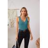 imageVICHYIE Tank Tops for Women Summer Sleeveless Shirts V Neck Ribbed Slim Fitted Tops Cami BlousesA Teal