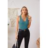imageVICHYIE Tank Tops for Women Summer Sleeveless Shirts V Neck Ribbed Slim Fitted Tops Cami BlousesA Teal