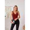 imageVICHYIE Tank Tops for Women Summer Sleeveless Shirts V Neck Ribbed Slim Fitted Tops Cami BlousesA Wine Red
