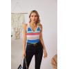 imageVICHYIE Tank Tops for Women Summer Sleeveless Shirts V Neck Ribbed Slim Fitted Tops Cami BlousesStriped80