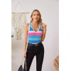 imageVICHYIE Tank Tops for Women Summer Sleeveless Shirts V Neck Ribbed Slim Fitted Tops Cami BlousesStriped90