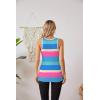 imageVICHYIE Tank Tops for Women Summer Sleeveless Shirts V Neck Ribbed Slim Fitted Tops Cami BlousesStriped90