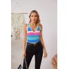 imageVICHYIE Tank Tops for Women Summer Sleeveless Shirts V Neck Ribbed Slim Fitted Tops Cami BlousesStriped90
