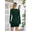 imageVICHYIE Women Cutout Neck Ribbed Bodycon Tight Dress Long Sleeve Mid Thigh Pencil Above Knee DressesBlackish Green