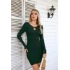 imageVICHYIE Women Cutout Neck Ribbed Bodycon Tight Dress Long Sleeve Mid Thigh Pencil Above Knee DressesBlackish Green
