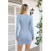 imageVICHYIE Women Cutout Neck Ribbed Bodycon Tight Dress Long Sleeve Mid Thigh Pencil Above Knee DressesBlue Grey