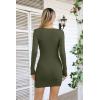 imageVICHYIE Women Cutout Neck Ribbed Bodycon Tight Dress Long Sleeve Mid Thigh Pencil Above Knee DressesGreen