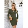 imageVICHYIE Women Cutout Neck Ribbed Bodycon Tight Dress Long Sleeve Mid Thigh Pencil Above Knee DressesGreen