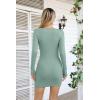imageVICHYIE Women Cutout Neck Ribbed Bodycon Tight Dress Long Sleeve Mid Thigh Pencil Above Knee DressesLight Green