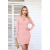 imageVICHYIE Women Cutout Neck Ribbed Bodycon Tight Dress Long Sleeve Mid Thigh Pencil Above Knee DressesLight Pink