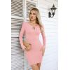 imageVICHYIE Women Cutout Neck Ribbed Bodycon Tight Dress Long Sleeve Mid Thigh Pencil Above Knee DressesLight Pink