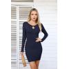imageVICHYIE Women Cutout Neck Ribbed Bodycon Tight Dress Long Sleeve Mid Thigh Pencil Above Knee DressesNavy Blue