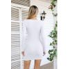 imageVICHYIE Women Cutout Neck Ribbed Bodycon Tight Dress Long Sleeve Mid Thigh Pencil Above Knee DressesWhite