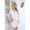 imageVICHYIE Women Cutout Neck Ribbed Bodycon Tight Dress Long Sleeve Mid Thigh Pencil Above Knee DressesWhite