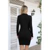 imageVICHYIE Women Lapel Neck Ribbed Bodycon Tight Fall Dress Long Sleeve Mid Thigh Pencil Above Knee DressesBlack