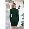 imageVICHYIE Women Lapel Neck Ribbed Bodycon Tight Fall Dress Long Sleeve Mid Thigh Pencil Above Knee DressesBlackish Green