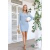 imageVICHYIE Women Lapel Neck Ribbed Bodycon Tight Fall Dress Long Sleeve Mid Thigh Pencil Above Knee DressesBlue Grey