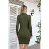 imageVICHYIE Women Lapel Neck Ribbed Bodycon Tight Fall Dress Long Sleeve Mid Thigh Pencil Above Knee DressesGreen