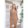 imageVICHYIE Women Lapel Neck Ribbed Bodycon Tight Fall Dress Long Sleeve Mid Thigh Pencil Above Knee DressesKhaki