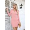 imageVICHYIE Women Lapel Neck Ribbed Bodycon Tight Fall Dress Long Sleeve Mid Thigh Pencil Above Knee DressesLight Pink