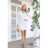 imageVICHYIE Women Lapel Neck Ribbed Bodycon Tight Fall Dress Long Sleeve Mid Thigh Pencil Above Knee DressesWhite