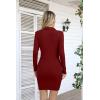 imageVICHYIE Women Lapel Neck Ribbed Bodycon Tight Fall Dress Long Sleeve Mid Thigh Pencil Above Knee DressesWine Red
