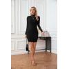 imageVICHYIE Women Mock Neck Ribbed Bodycon Dress Long Sleeve Mini Pencil DressesBlack
