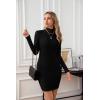 imageVICHYIE Women Mock Neck Ribbed Bodycon Dress Long Sleeve Mini Pencil DressesBlack