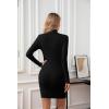 imageVICHYIE Women Mock Neck Ribbed Bodycon Dress Long Sleeve Mini Pencil DressesBlack