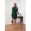 imageVICHYIE Women Mock Neck Ribbed Bodycon Dress Long Sleeve Mini Pencil DressesBlackish Green