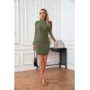 imageVICHYIE Women Mock Neck Ribbed Bodycon Dress Long Sleeve Mini Pencil DressesGreen