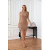 imageVICHYIE Women Mock Neck Ribbed Bodycon Dress Long Sleeve Mini Pencil DressesKhaki