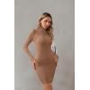 imageVICHYIE Women Mock Neck Ribbed Bodycon Dress Long Sleeve Mini Pencil DressesKhaki